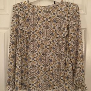 LOFT Tapestry Ruffle Shoulder Blouse (NWOT)